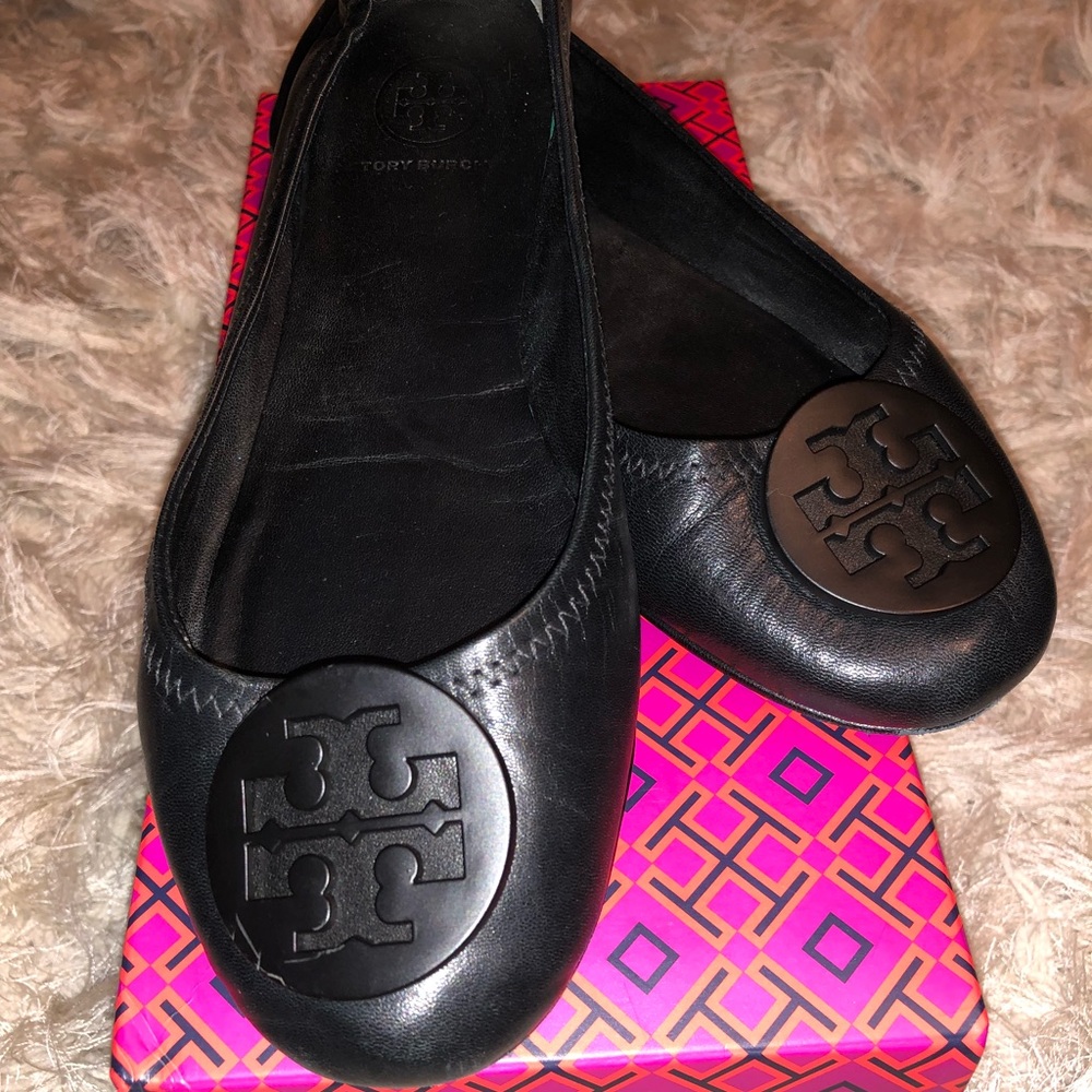 Tory Burch Minnie Travel Flats Black 7.5